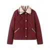 Fabricantes Mayoristas de Ropa para Mujer Transfronteriza Invierno 2025 Estilo Europeo y Americano Solapa Manga Larga Bolsillos Dobles Acolchado Algodón Abrigo
