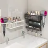 Gabinete de banheiro, organizador de parede sem furos para produtos de higiene pessoal, produtos de skincare e organizador multicamadas com prateleiras retas