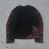 Camiseta de Manga Longa Estilo Americano Transfronteiriça Europeia e Americana, Top Estampado Retrô Escuro Y2K, Roupa Fashion Gótica High Street Ins