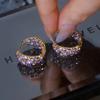 2024 nueva moda atmósfera moda púrpura anillo de diamantes completo aretes versátiles personalidad diseño nicho aretes exquisitos