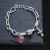 Pingente de coração urso grafite pulseira retrô personalidade acessórios explosivos transfronteiriços joias de nicho ins temperamento atacado
