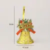 Decoraciones navideñas transfronterizas: lazos dorados con letras inglesas, campanitas, adornos para árbol de Navidad, arreglo de escena navideña