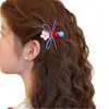 Dulce Pasador Lateral de Flor Roja y Azul para Mujer, Clip Lateral de Lazo, Clip para Flequillo de Frente, Pasador de Una Línea, Accesorio para el Cabello con Clip de Pico de Pato