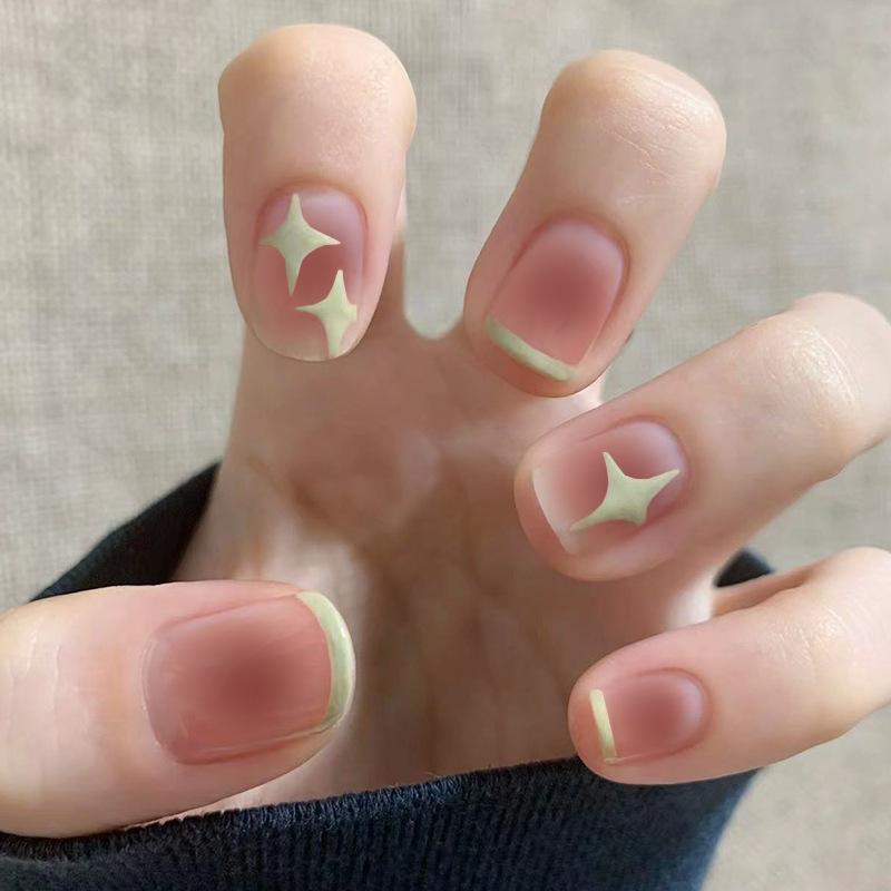 智贝详情图_4薄荷腮红穿戴甲夏日指甲贴片法式美甲片豆沙假指甲