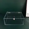 Caja de Almacenamiento Cuadrada Transparente Acrílica Personalizada Caja de Almacenamiento de Escritorio para Cosméticos, Joyería, Colección de Juguetes con Cerradura