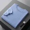 Suéter de cuello redondo para hombre, jersey básico de manga corta, tejido de color liso, para primavera y otoño.
