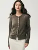 Cardigan de Cachemira para Mujer con Lentejuelas Finas Brillantes de Color Sólido, Tejido de Punto Trenzado Suave y Transpirable, Prenda Exterior de Punto con Cuello Redondo