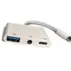 Tarjeta Adaptadora de Tipo-C a USB 3.0 + USB-C + Audio de 3.5 Cable de Conversión de Carga Soporta Adaptador para Disco U, Teclado y Ratón