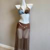 Conjunto de Maiô Feminino de Três Peças, Estilo Sexy e Atraente com Acessórios, Adequado para Férias na Praia à Beira-Mar, Maiô Biquíni Triângulo