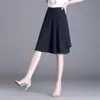 Pantalones Cortos de Gasa de Talla Grande para Verano 100kg para Mujer, Pantalones Anchos de Cintura Alta Holgados, Estilo Mamá de Mediana Edad y Anciana, Pantalones tipo Falda Falsos de Dos Piezas