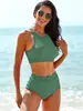 Traje de baño de dos piezas nuevo 2024 Bikini Sexy Push-up Color Sólido Espalda Descubierta Bikini de Cintura Alta Traje de baño Multicolor