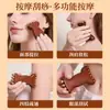 Sándalo Verde Personalizado de Fábrica Cepillo Meridian de Latón Botella con Perlas Doradas de Latón Masajeador de Salud Lifting de Fascia Facial Lifting Facial