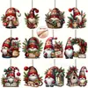 Venda Quente Transfronteiriça 12 Peças Papai Noel Anão Azul Boneco de Neve Madeira Decoração de Pingente para Casa Escritório Árvore de Natal