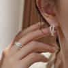 Aretes de Plata Esterlina S925 Estilo Coreano Diseño Nicho Retro Textura Cruz Joyería para la Oreja Simple y Moderna Estilo Coreano