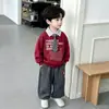 Conjunto de Ropa de Primavera y Otoño para Niños con Corbata y Sudadera, Estilo Coreano, Conjunto de Dos Piezas Elegante y Moderno para Niños Pequeños, Ropa de Comercio Exterior