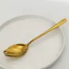 Colher e Garfo Integrados de Aço Inoxidável com Dentes para Uso Doméstico, Adequado para Macarrão Instantâneo, Culinária Ocidental, Garfo de Sobremesa e Frutas com Cabo Longo, Colher e Garfo Dentados Estilo Coreano