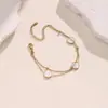 Pulsera con Colgante Geométrico de Corazón Irregular de Nuevo Estilo, Oro de 18 Quilates, No se Desvanece, Moderna, Versátil, Joyería de Alta Gama