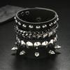 Pulsera de Cuero Multicapa de Moda Caliente Transfronteriza Europea y Americana Pulsera de Remaches Estilo Punk Personalizado Joyería Hip-hop para Hombre
