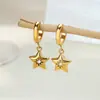 Item popular transfronteiriço: Brincos Pendentes em Aço Inoxidável Banhado a Ouro 18K com Estrelas de Zircônia, Lua e Estrela de Oito Pontas para Mulheres