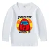 Camiseta de algodón para niños, estilo coreano, primavera y otoño, 2023, cuello redondo, manga larga, para bebés y niños