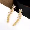 Pendientes de Botón Completos de Diamante Flor y Estrella, Pendientes de Diseño de Nicho, Accesorios para Orejas Estilo Minimalista Fresco, Aros Pequeños Exquisitos de Lujo Ligero