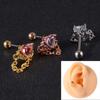 Pendientes de moda con forma de llave y alas de ángel, con cadena, taladro, dientes externos, tornillos y clavos para las orejas.