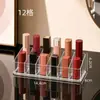 Organizador de exhibición de labiales, caja organizadora para escritorio de niñas, soporte transparente para labiales, estante de almacenamiento para dormitorio, caja organizadora de plástico para cosméticos