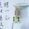 [Seleção Premium] Novos Brincos Longos com Franjas e Contas Estilo Antigo Chinês, Brincos de Leque de Flor Estilo Chinês Hanfu