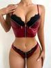 Conjunto de dos piezas de lencería sexy europea y americana con sujetador de tres puntos y encaje, oferta popular de Amazon y eBay.