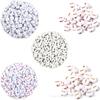 100/Paquete 4*7mm juego blanco cuentas acrílicas alfabeto DIY aretes hechos a mano Joyería collar accesorios de joyería