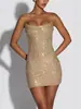 Sitio Independiente Amazon Vestido Europeo y Americano para Mujer Transfronterizo Sexy de Lentejuelas Ajustado sin Mangas Hombros Descubiertos con Lazos para Mujer 8227