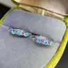 Dropshipping Brincos de Prata 925 com Água-Marinha Natural Inlaid Joias com Pedras Preciosas Coloridas Anel Feminino