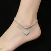 Novo Coração de Pêssego Duplo Corrente de Diamante com Garras de Cobre Europa e América AliExpress Tornozeleira Transfronteiriça Joias Quente Joia de Strass Tornozeleira