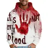 Esta No Es Mi Sangre Gráfico de Halloween Sudadera con Capucha para Hombre Impresa en 3D Sudaderas Populares de Hip Hop para Halloween de Manga Larga