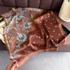 Lenço de Seda Estampado Paisley Imitação de Seda, Xale de Alta Qualidade, Lenço de Pescoço com Proteção Solar, Lenço de Cabeça, Lenço Feminino
