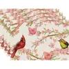 Mat de aislamiento impermeable con estampado a una cara de lino, estilo floración de tulipán y girasol, temática de flores y pájaros, nuevo de verano, transfronterizo de Temu