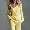 Conjunto casual de dos piezas a rayas estilo europeo 2026 para mujer Camisola sin hombros de manga larga Pantalones de pierna ancha Conjunto de ajuste relajado Venta al por mayor