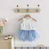 Traje de Niñas Dianxi Verano Bebé Niña Camiseta de Manga Corta Floral a la Moda Falda Corta Infantil Casual Conjunto de Dos Piezas Verano
