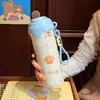 Nueva taza isotérmica de acero inoxidable 316 con forma de helado de dibujos animados y pajita, taza de café portátil para estudiantes y chicas