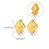 Pendientes redondos de acero inoxidable chapado en oro de 18 quilates, pendientes geométricos con textura tejida, joyería para orejas de imitación de perla, transfronterizos europeos y americanos
