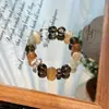 Cúpula Estrela da Terra Citrino Natural Chá com Leite Pedra da Lua Ouro Negro Super Agarwood Ouro Negro Super Sete Pulseira de Cristal Modelo Arroz
