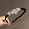 Faixa de Cabeça de Veludo Coreano com Strass Laço Liga Metálica Grampo de Cabelo Joia Grampo de Cabelo Diamantado Antiderrapante Acessórios de Cabelo Venda por Atacado