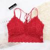 Camisola deportiva de encaje con espalda hermosa, envuelta en el pecho, sin aros de acero, ligera, combina con todo, sin tirantes para mujer