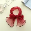 Lenço Artístico Transparente Estilo Coreano Dongdaemun para Primavera e Verão Feminino Gravata Borboleta Lenço Decorativo Multifuncional para Passeio de Primavera Lenço Faixa de Cabelo