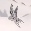 Anillo Abierto de Pájaro Nuevo de Acero Inoxidable Europeo y Americano Nicho Gama Alta Oro de 18K Titanio No Descolorante Joyería al por Mayor