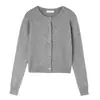 Cardigan Tricotado Clássico de Cor Sólida Versátil com Gola Redonda para Mulheres 2026 Outono Inicial Novo Suéter Macio Roupa de Baixo Top de Manga Longa Tendência