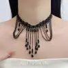 Collar de Borlas con Perlas Negras Transfronterizo Europeo y Americano Moda Sexy Nicho Cadena para Clavícula Tendencia Temperamento Versátil Collares para Mujeres