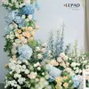 Juego de 10 Piezas de Flores para Boda en Tonos Azules para Decoraciones de Pasillo de Salón de Bodas, Arreglos Florales, Decoraciones de Fondo y Decoraciones de Escenario con Flores Artificiales