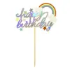 Mini Topper para Pastel de Nube Arcoíris Letra Dorada Feliz Cumpleaños Decoración para Hornear Fiesta Mesa de Postres Inserto