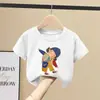 Camiseta Infantil de Algodão Puro Manga Curta, Top de Roupa Infantil Cartoon Tendência e Fashion, Camiseta Casual Versátil com Gola Redonda para Bebês, Manga Curta